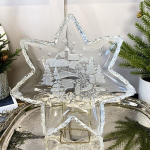Vintage MIKASA Christmas Carol Star Shaped Glass Server Germany 12.5"